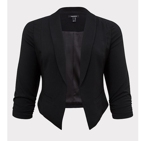 TORRID BLACK CREPE CUTAWAY BLAZER - Picture 4 of 4